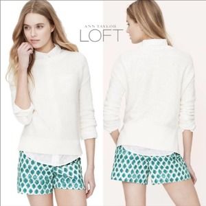 LOFT The Riviera Short Linen Shorts Blue White 2